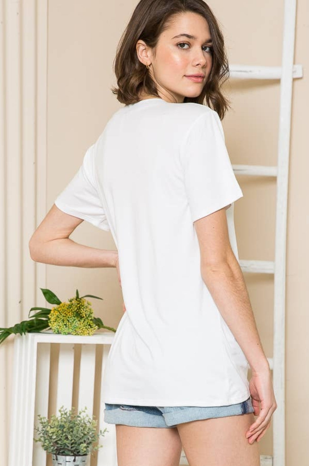Soft Basic Short Sleeve Top in White