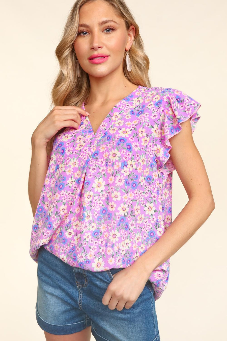 Lilac Floral Print Woven Blouse