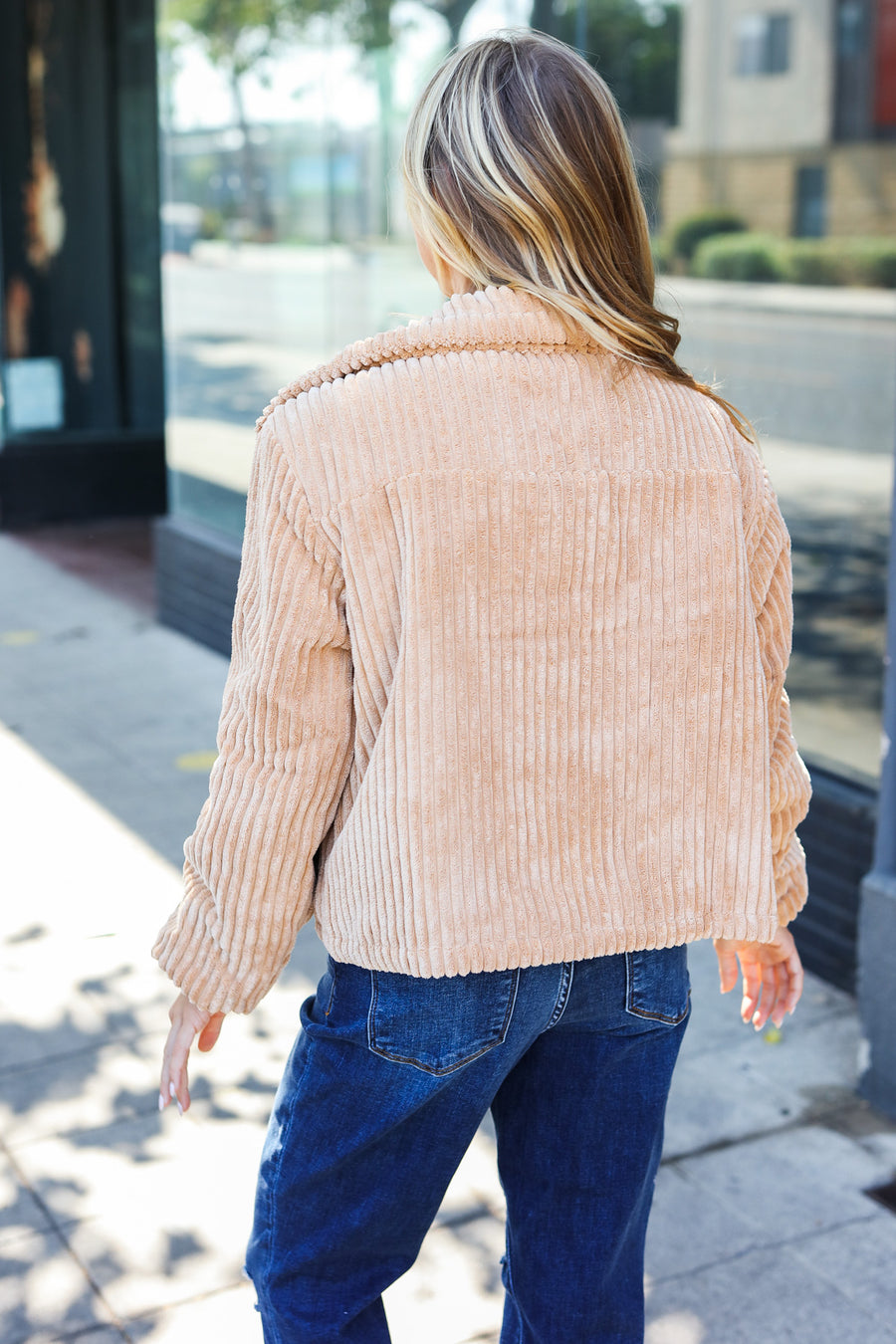 Camel Ribbed Lined Jacket