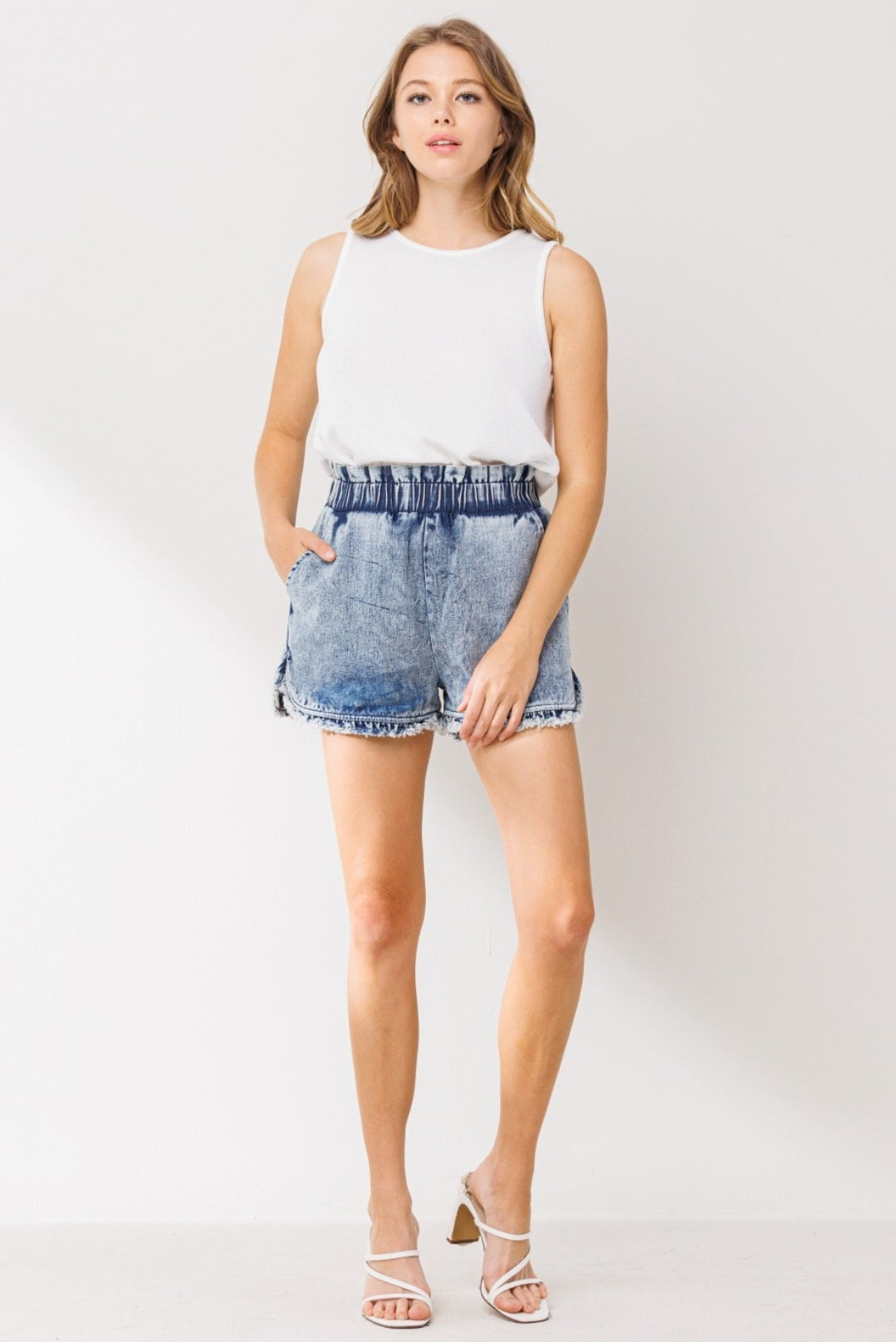 Faded Denim Shorts