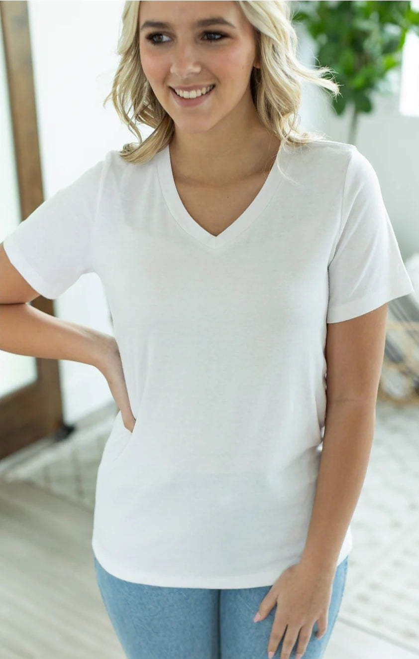 Skylar Short Sleeve Top - White