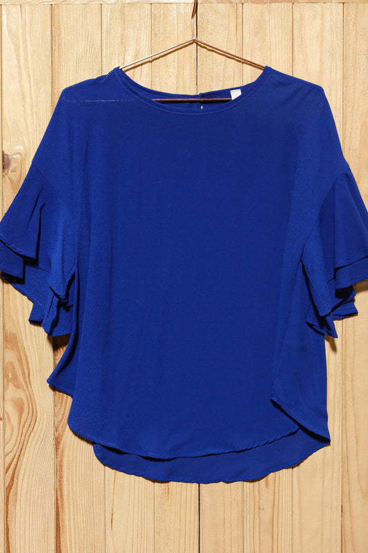 Royal Blue Tiered Sleeve Blouse