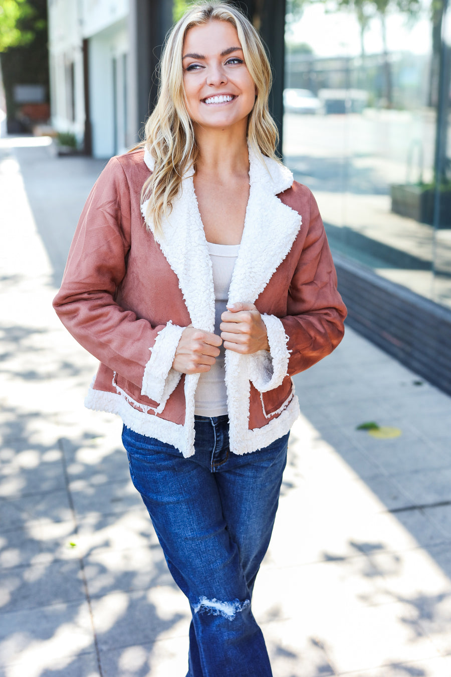 Brown Sherpa Lined Jacket