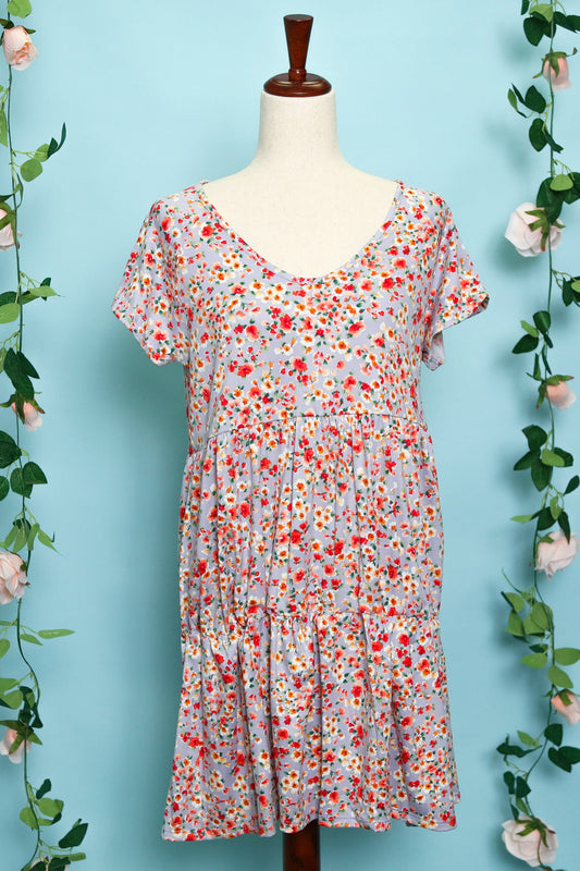 Floral Tiered Swing Knit Dress