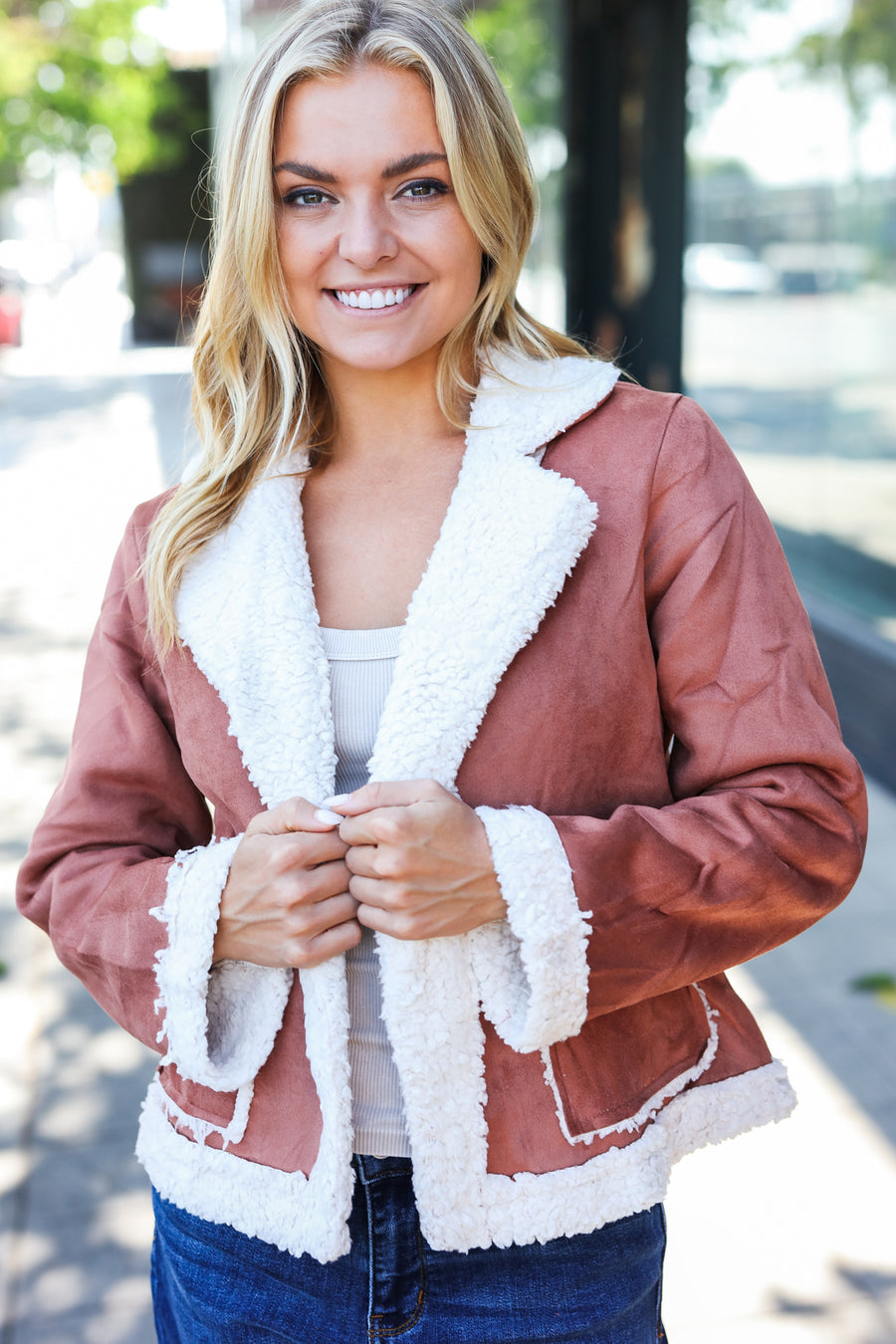 Brown Sherpa Lined Jacket