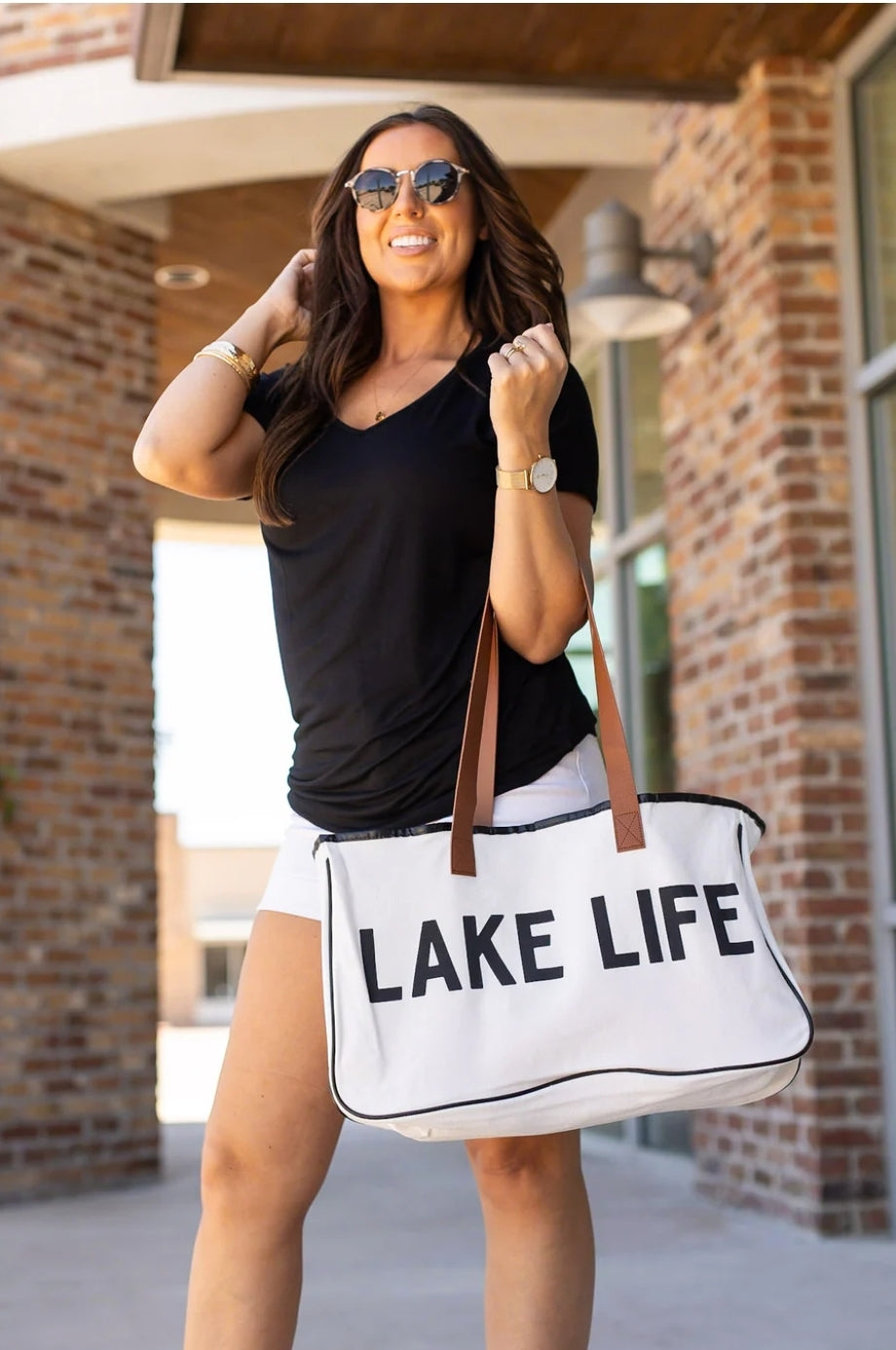 Lake Life Canvas Beach Bag