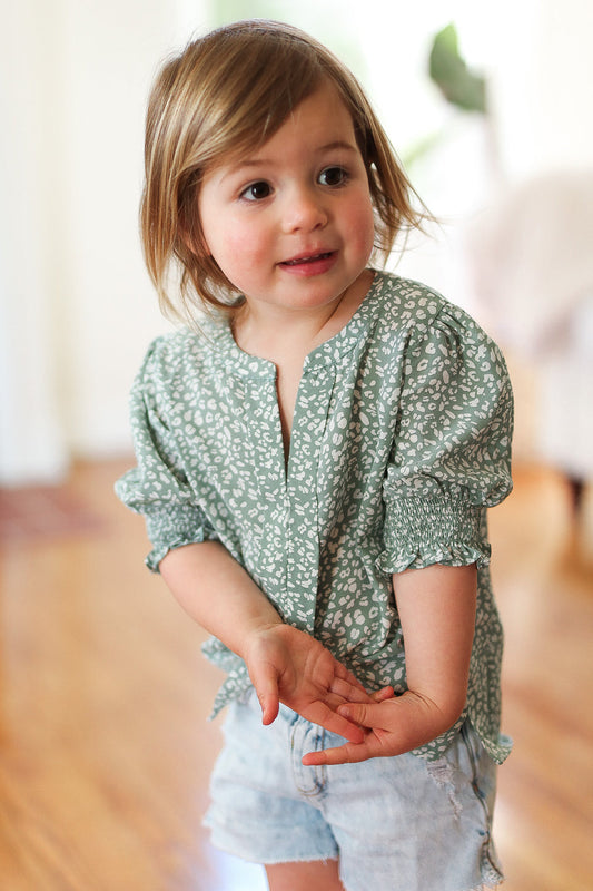 Kids Sage Ruche Sleeve Blouse