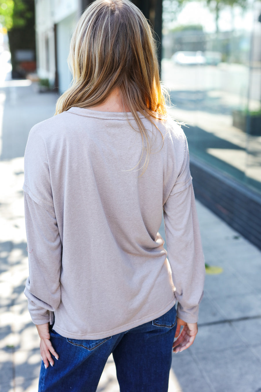 Soft Taupe Button Top