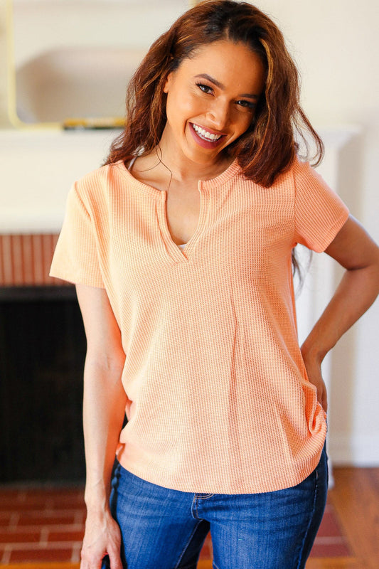 Coral Baby Waffle Top