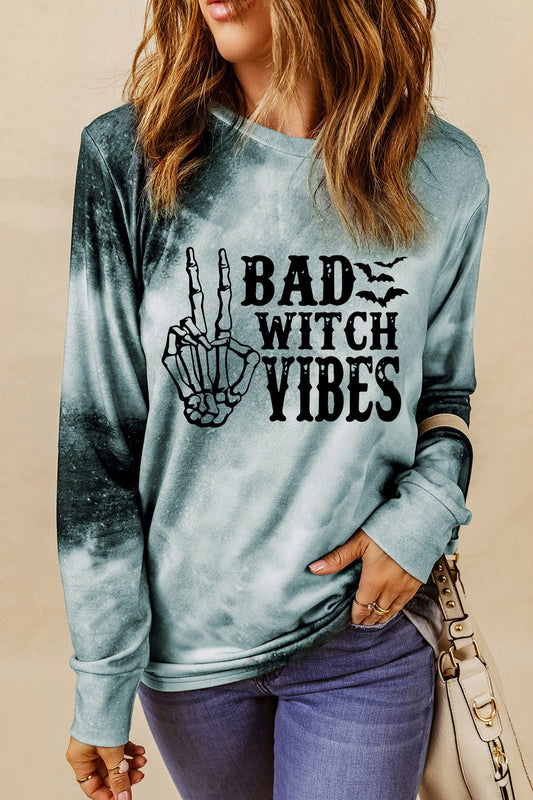 Round Neck Long Sleeve BAD WITCH VIBES Sweatshirt