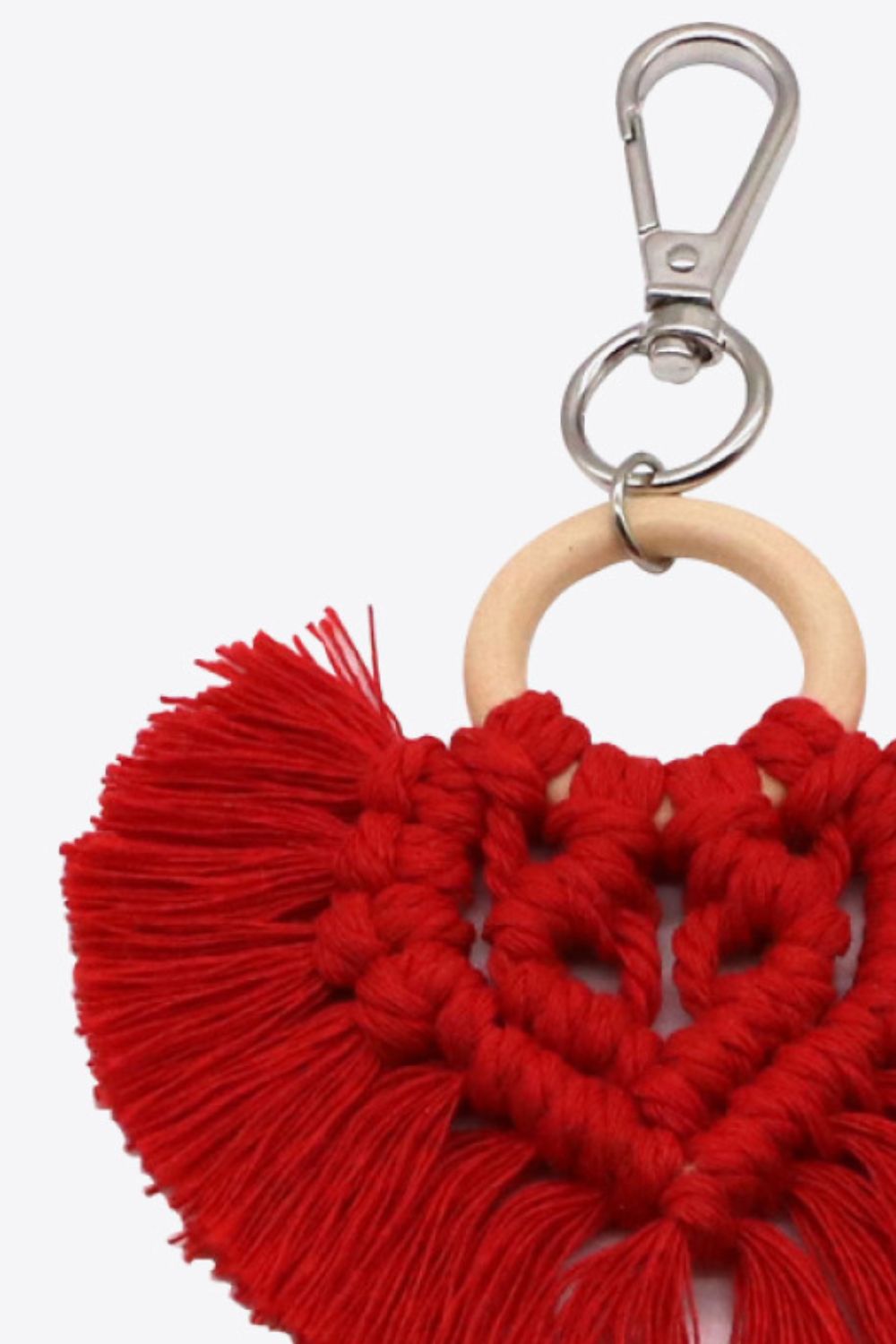 Assorted 4-Pack Heart-Shaped Macrame Fringe Keychain