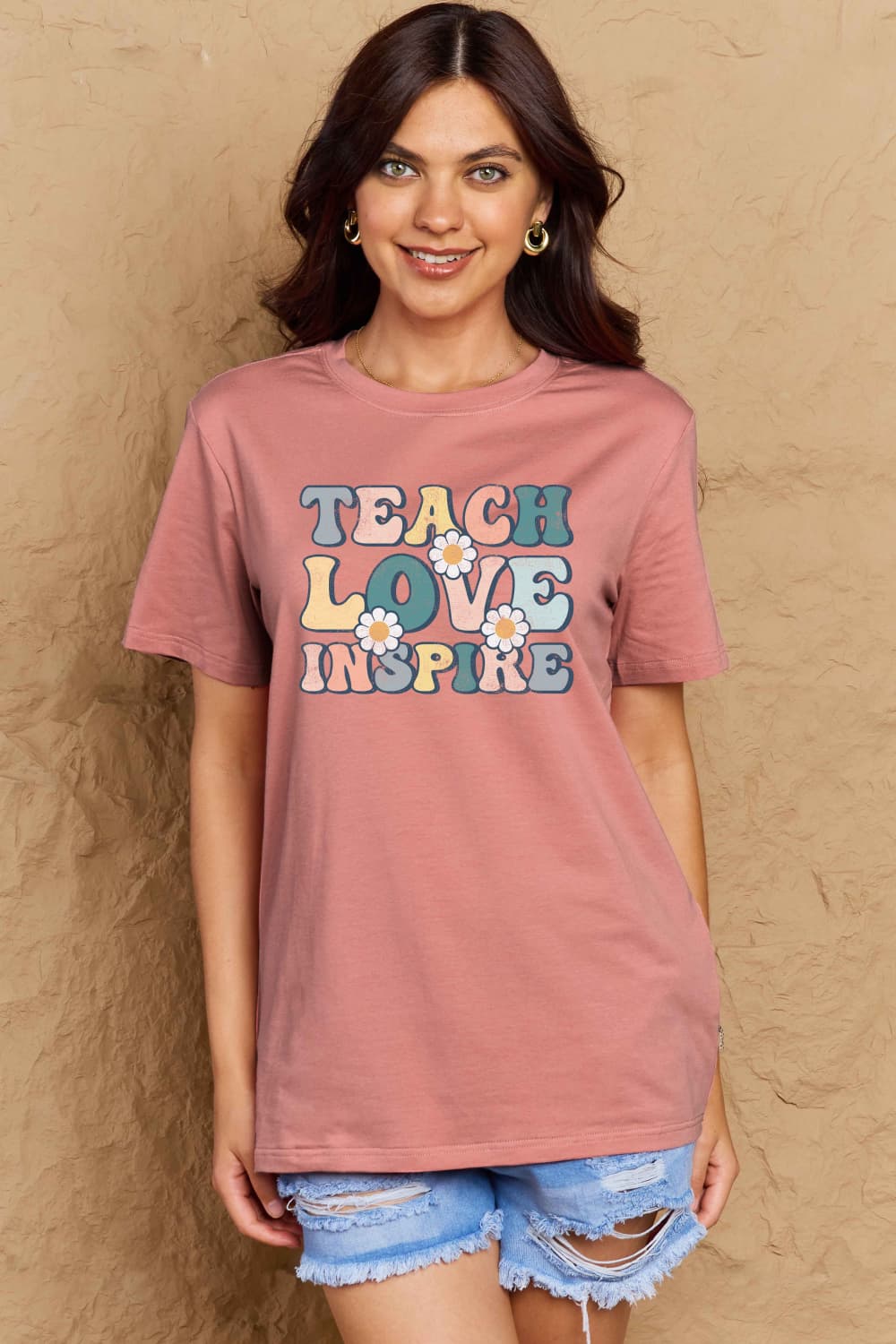 Simply Love Full Size TEACH LOVE INSPIRE Graphic Cotton T-Shirt