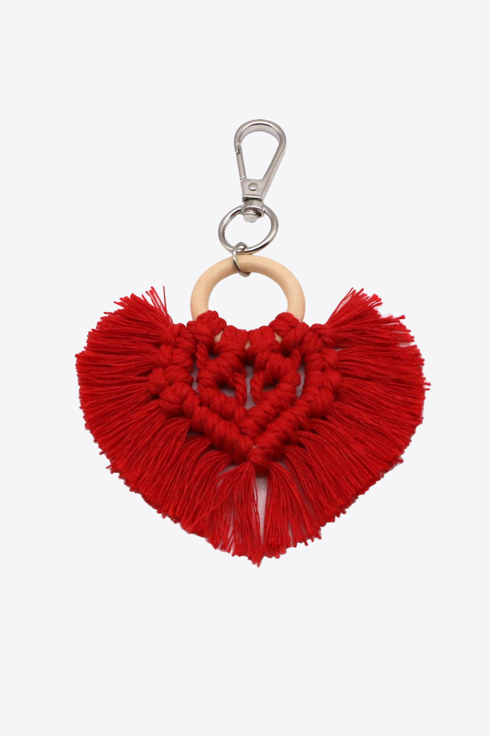 Assorted 4-Pack Heart-Shaped Macrame Fringe Keychain