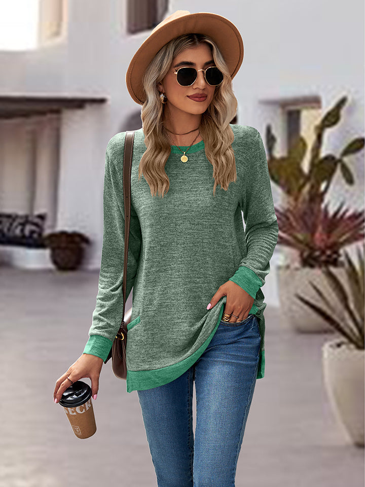 Round Neck Long Sleeve Blouse