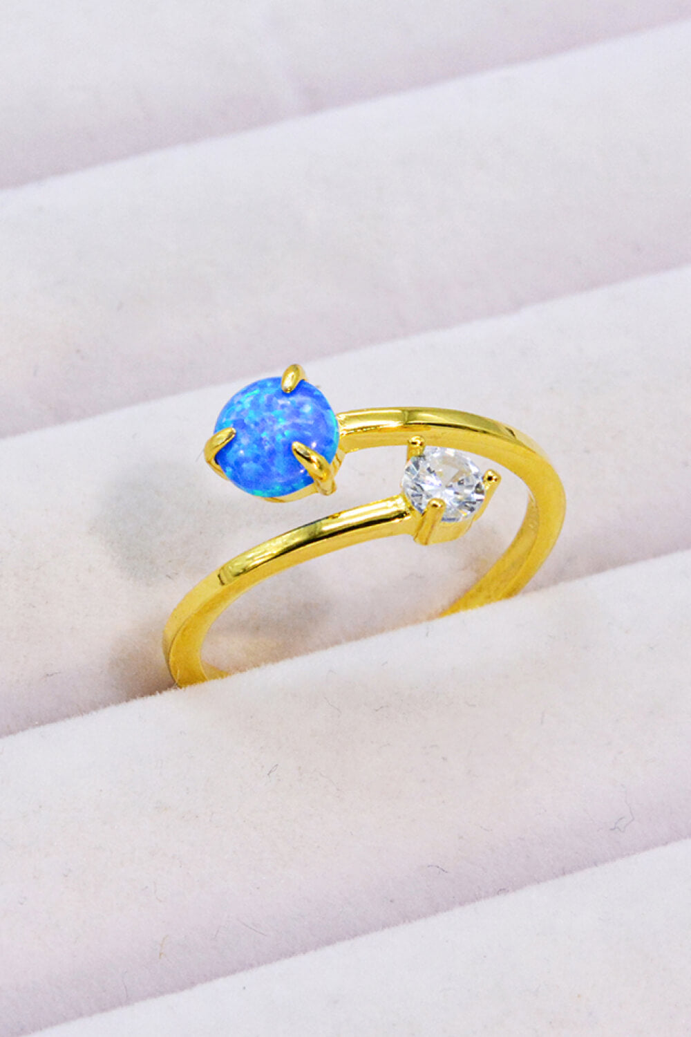 Opal and Zircon Open Ring