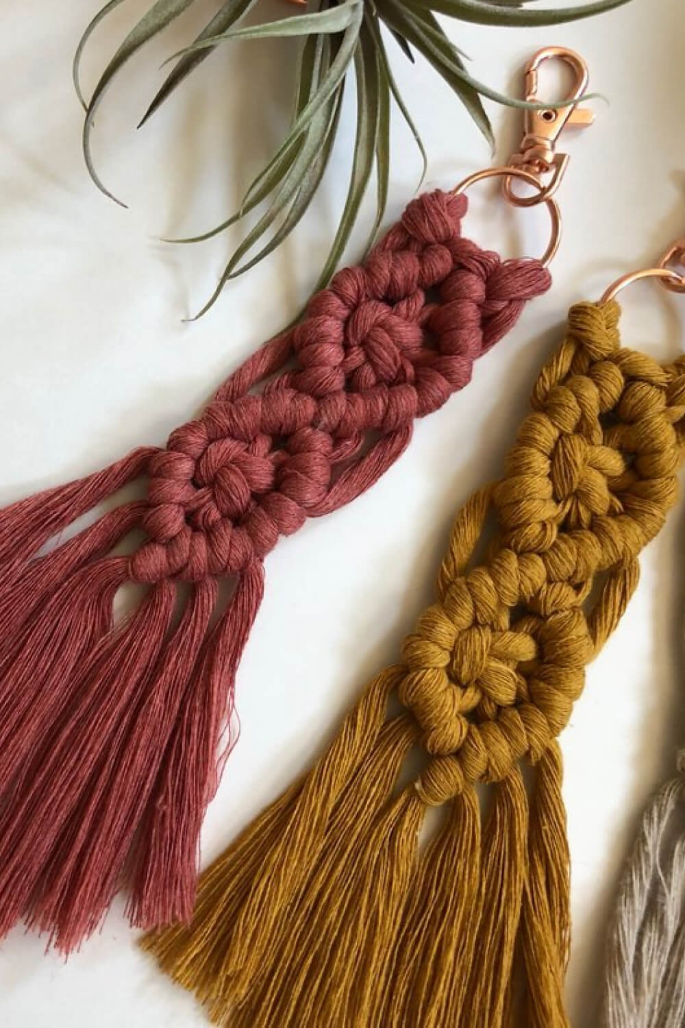 Assorted 4-Pack Macrame Fringe Keychain