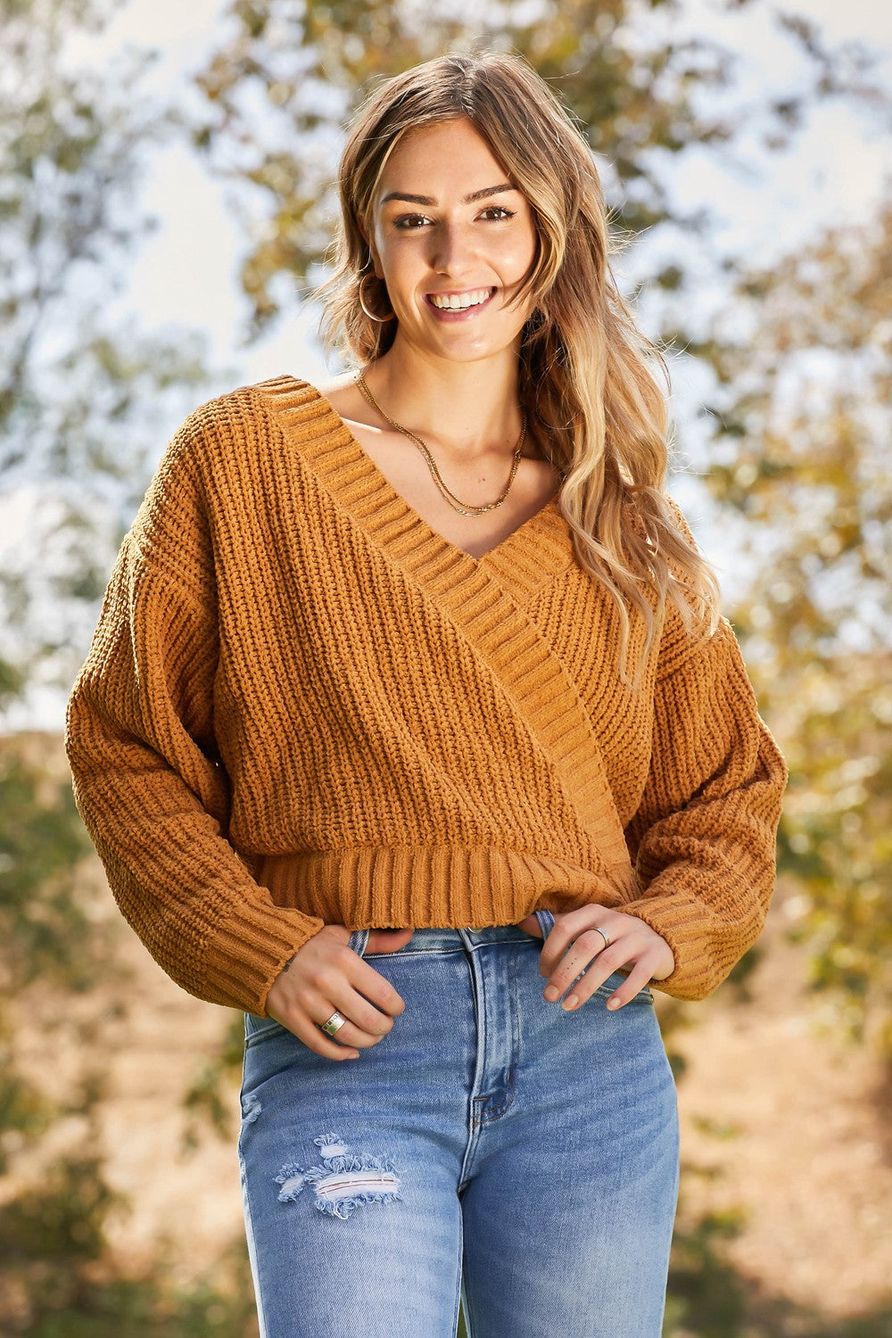 Brown Sugar Surplice Sweater