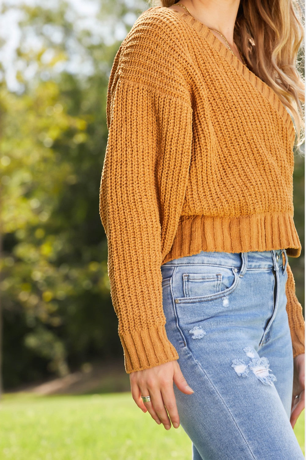 Brown Sugar Surplice Sweater