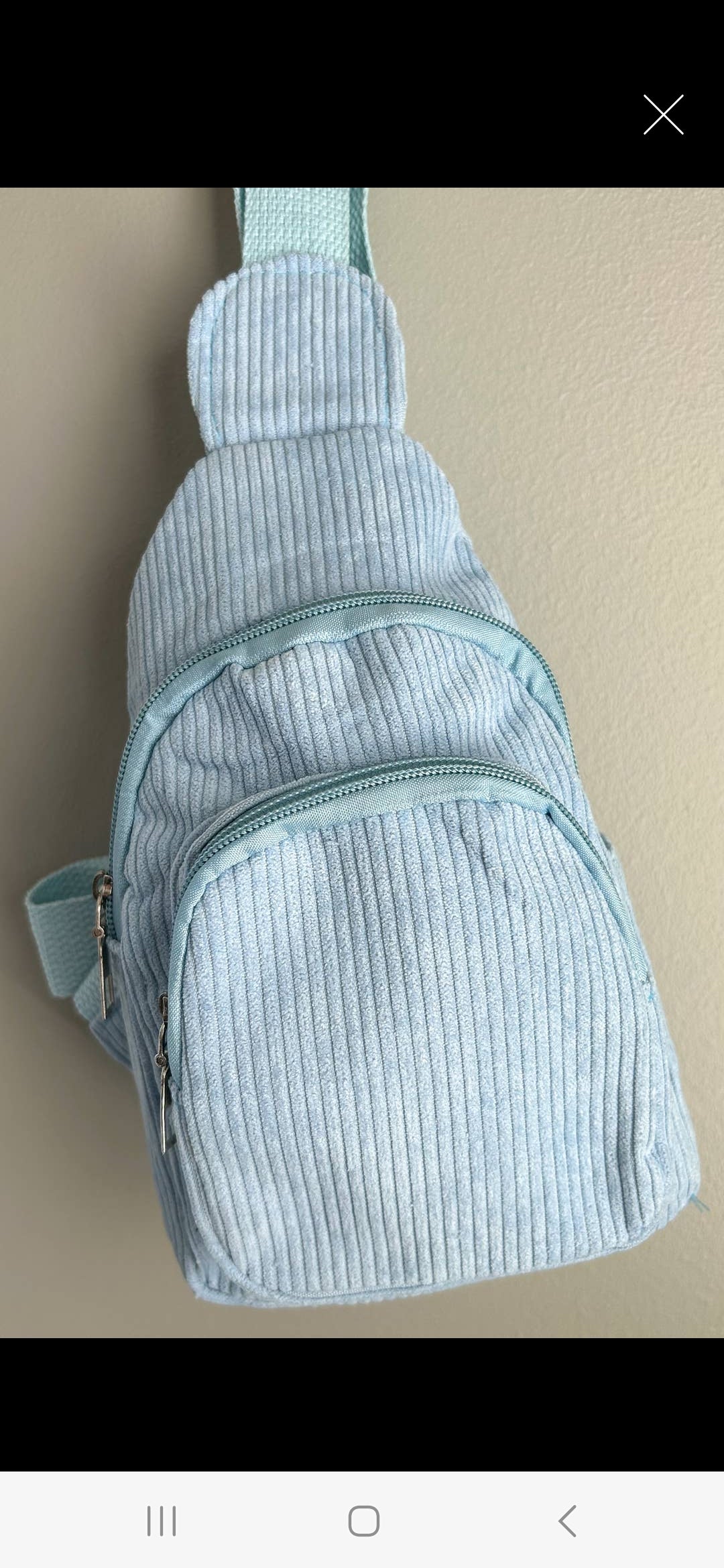Light Blue Corduroy Sling Bag