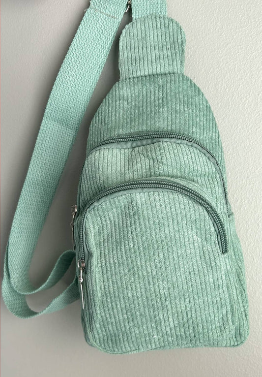 Sage Green Corduroy Sling Bag
