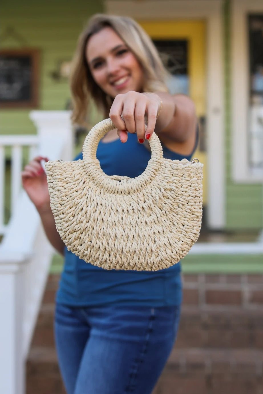 Bucket Wicker Summer Bag - Cream