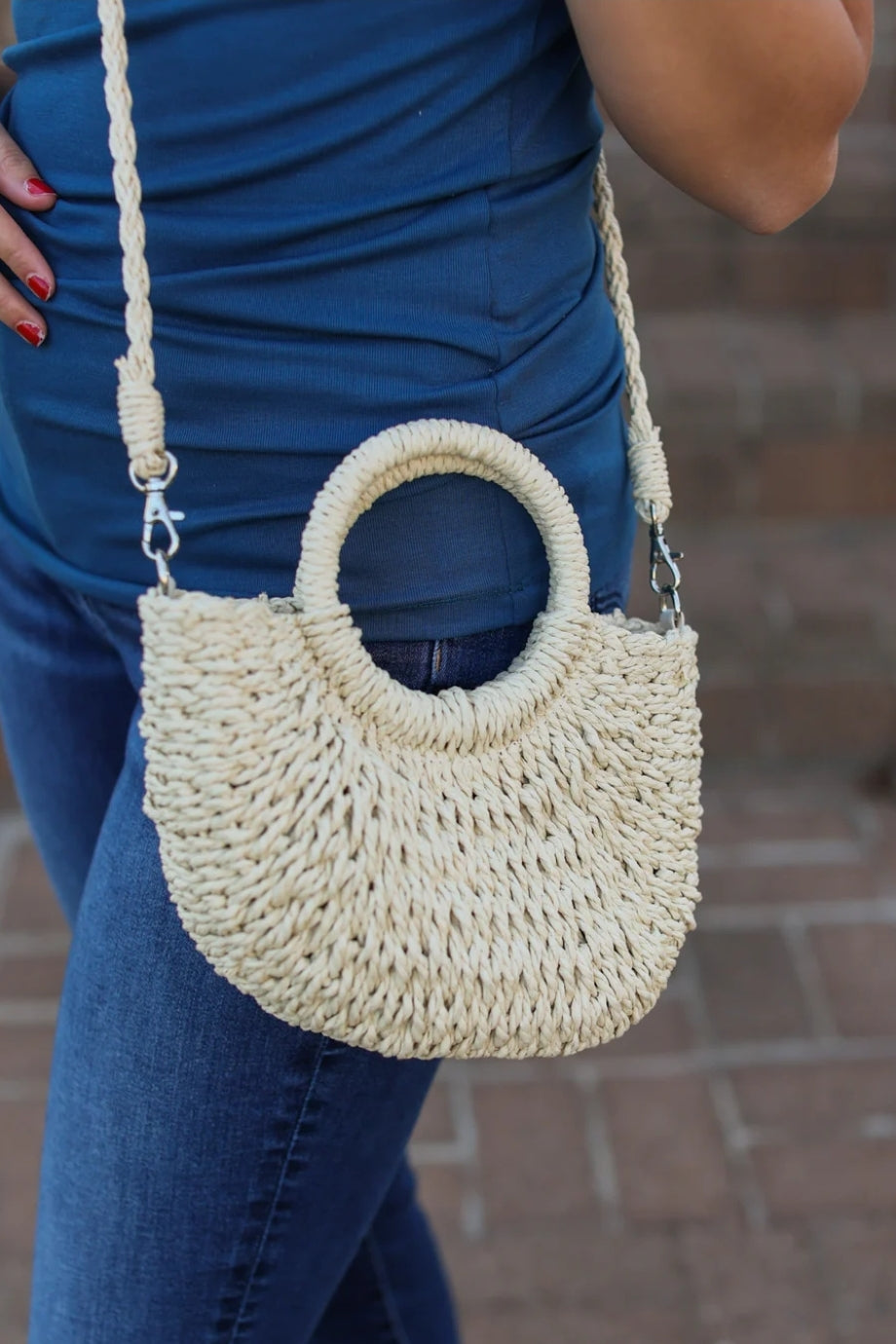 Bucket Wicker Summer Bag - Cream