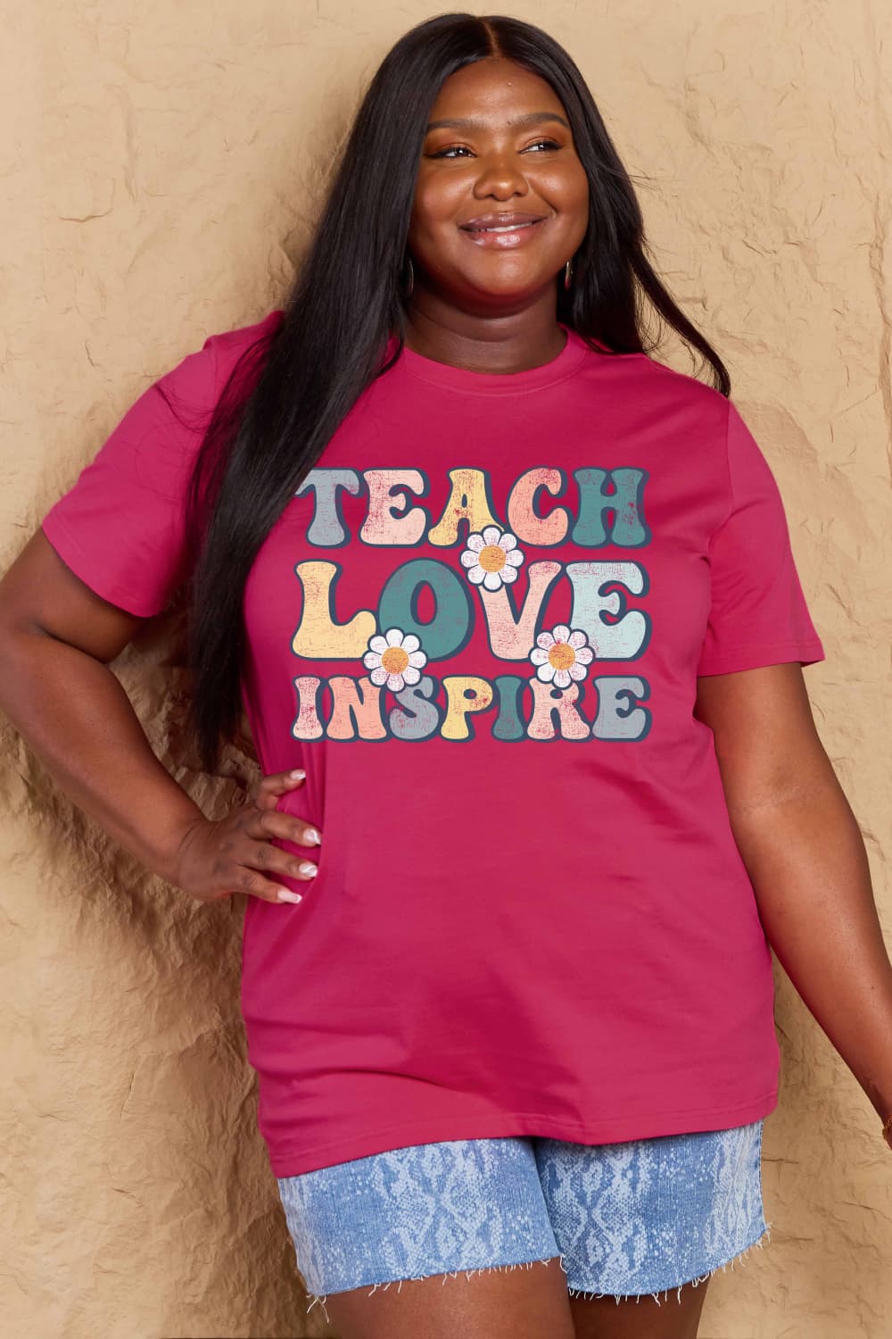 Simply Love Full Size TEACH LOVE INSPIRE Graphic Cotton T-Shirt