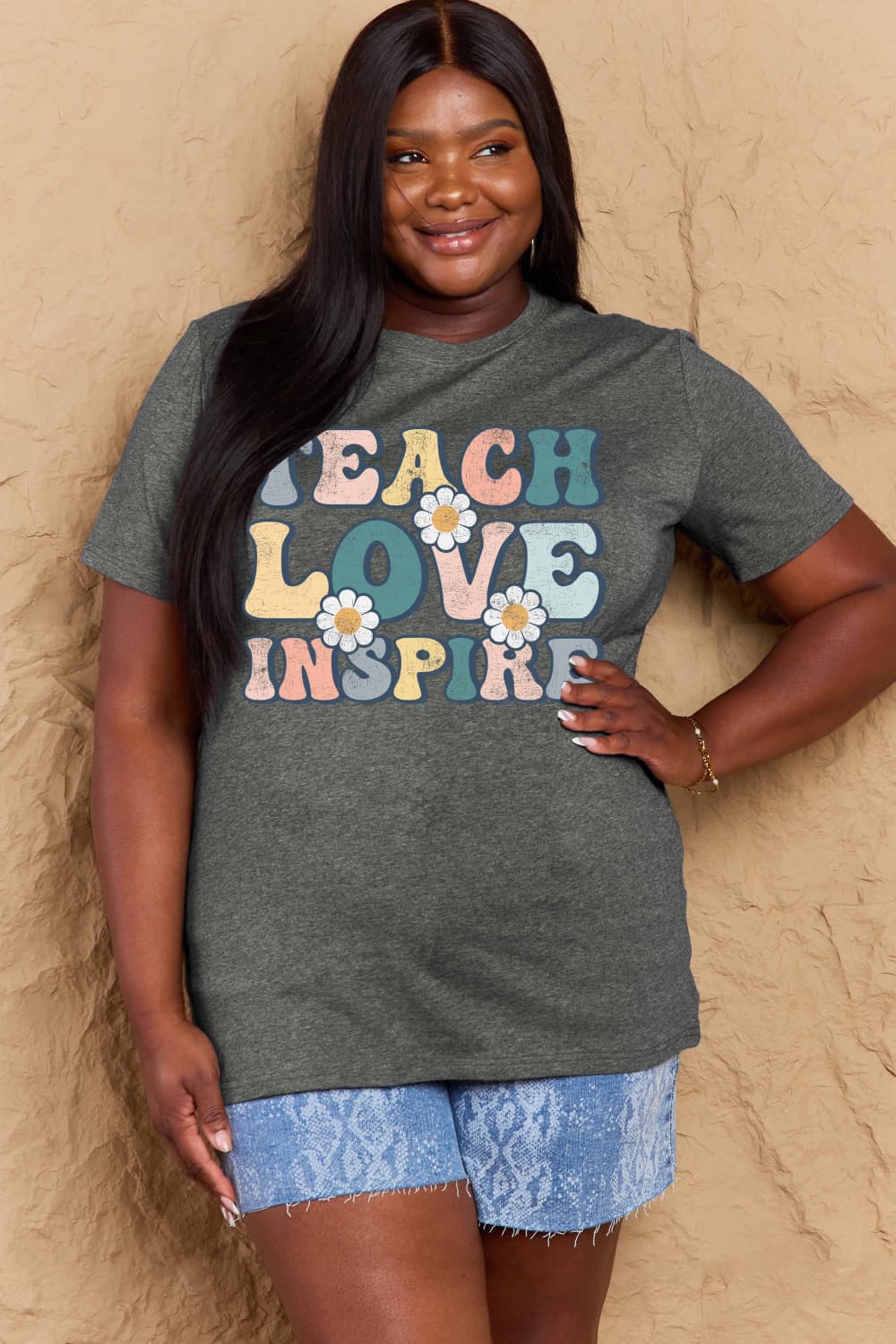 Simply Love Full Size TEACH LOVE INSPIRE Graphic Cotton T-Shirt