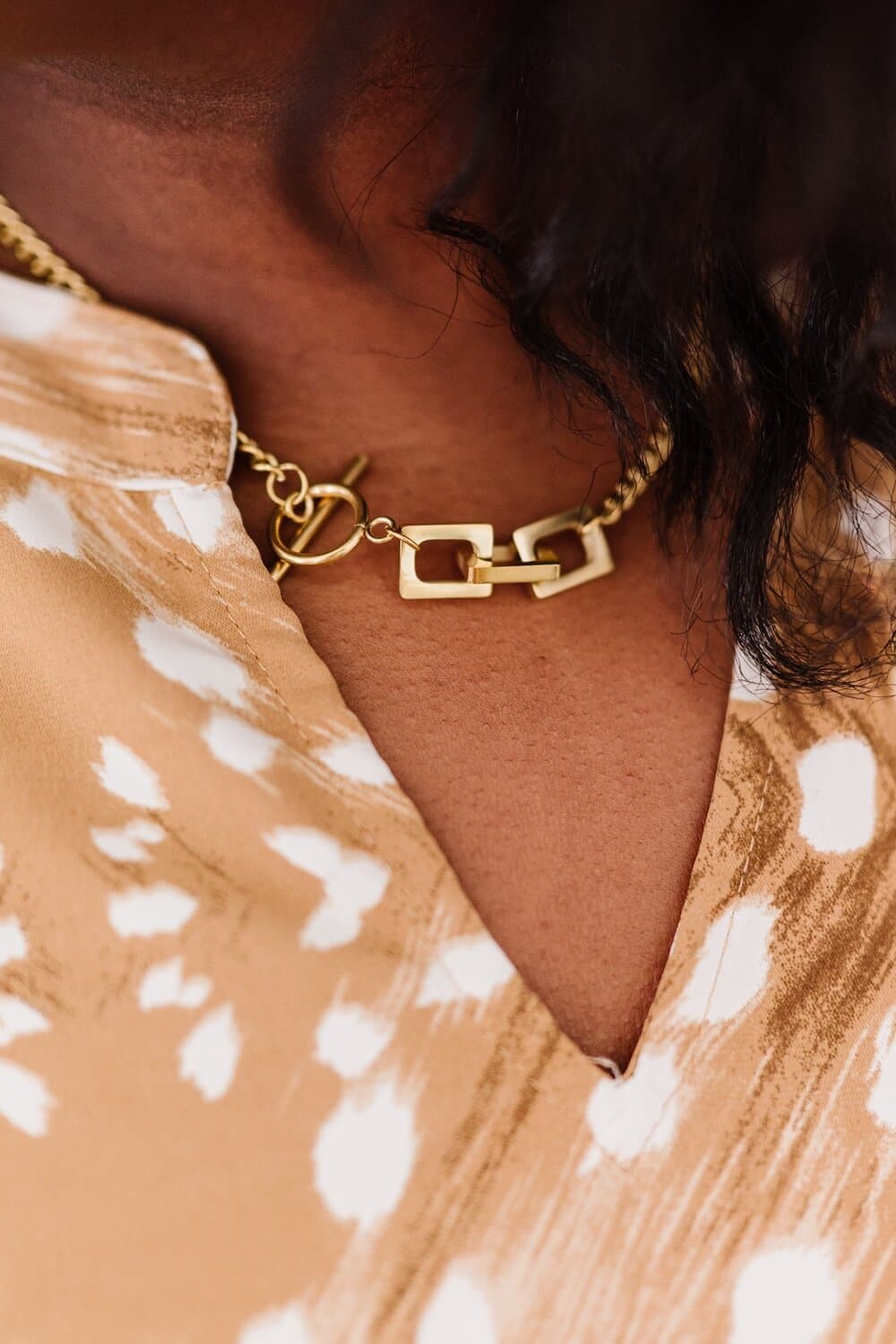 Gold Plated Front Clasp Chain Necklace