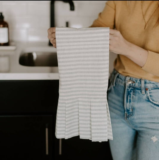 Striped Ruffle Tea Towel